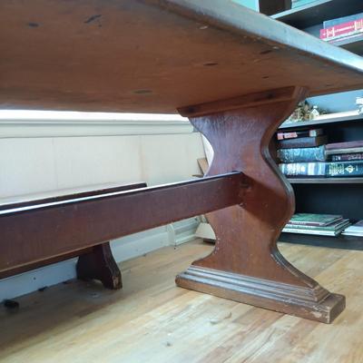 LOT 218: Handcrafted Farmhouse Table & Benches