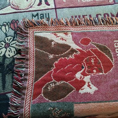 LOT 220: Harvest Time Collection: "Calendar" Throw Blanket, Leaf Platter Home Interior Pilgrim Figurine, Lazy Susans & More