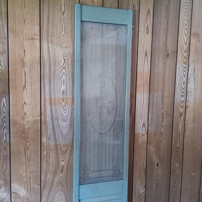 LOT 223: Etched Glass Windowpane & Wooden Shutter