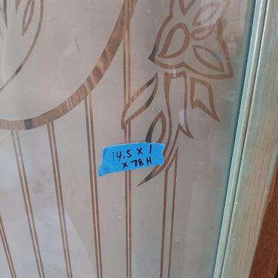 LOT 223: Etched Glass Windowpane & Wooden Shutter