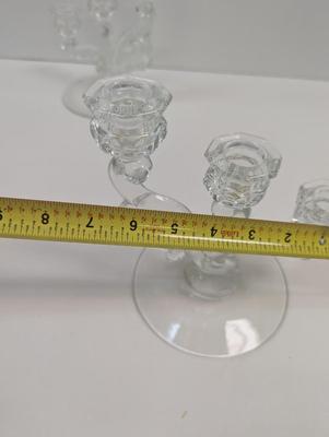 Vintage Fostoria Heather Crystal Double Candlesticks