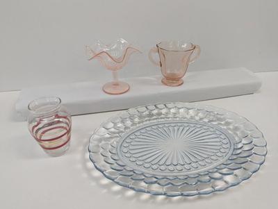 Pink Depression Glass - Vintage Blue Bubble Depression Glass Plate