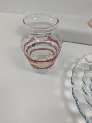 Pink Depression Glass - Vintage Blue Bubble Depression Glass Plate