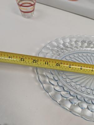 Pink Depression Glass - Vintage Blue Bubble Depression Glass Plate