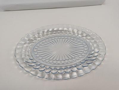 Pink Depression Glass - Vintage Blue Bubble Depression Glass Plate