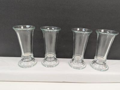 Mid Century Pressed Glass Vase With Circle Foot