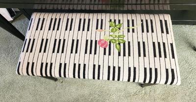 Lot #93 Vintage MCM Strong & Clark Style #57 Malabar Console Piano w/Needlepoint Stool