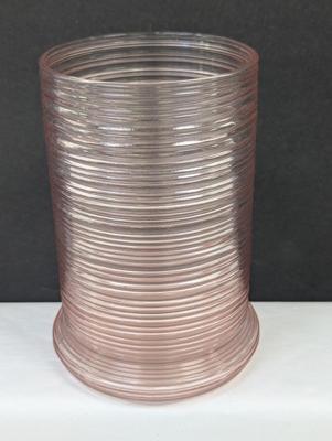 Vintage Pink Ribbed Swirl Vase 6" Tall