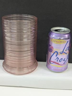 Vintage Pink Ribbed Swirl Vase 6" Tall