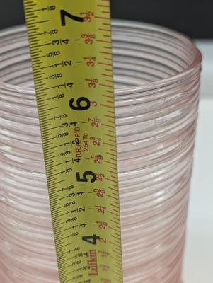 Vintage Pink Ribbed Swirl Vase 6" Tall