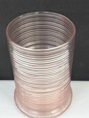 Vintage Pink Ribbed Swirl Vase 6" Tall