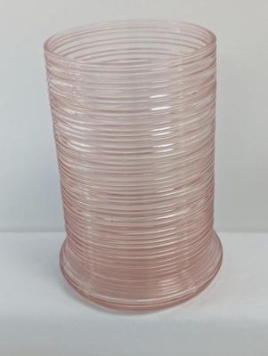 Vintage Pink Ribbed Swirl Vase 6" Tall