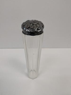 Art Nouveau Crystal Lidded Dresser Jar & Tall Vanity Dresser Bottle With Deco Lid