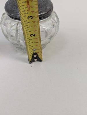 Art Nouveau Crystal Lidded Dresser Jar & Tall Vanity Dresser Bottle With Deco Lid