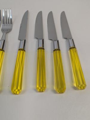 Yellow Acrylic Handle Vintage Flatware