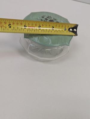 Vintage Jade Green Amber Celluloid Vanity Tray & Art Deco Powder Jar