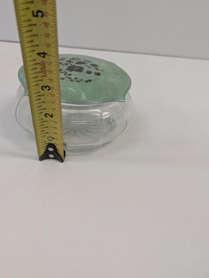 Vintage Jade Green Amber Celluloid Vanity Tray & Art Deco Powder Jar