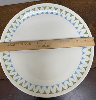 Blue Green Ceramic Plate Platter 12" dia. 70's