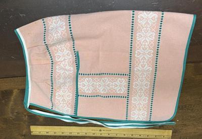 Mid Century Apron Skirt - pink white green Damascus material