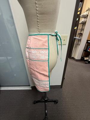 Mid Century Apron Skirt - pink white green Damascus material