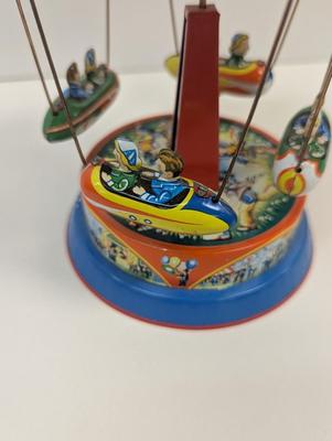 Vintage Tinplate Carousel Fairground Ride - Made In West Germany - Working Condition