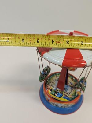 Vintage Tinplate Carousel Fairground Ride - Made In West Germany - Working Condition