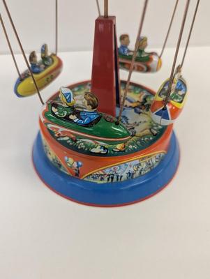 Vintage Tinplate Carousel Fairground Ride - Made In West Germany - Working Condition