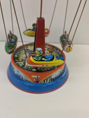 Vintage Tinplate Carousel Fairground Ride - Made In West Germany - Working Condition