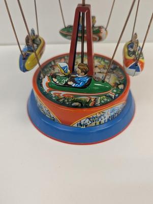 Vintage Tinplate Carousel Fairground Ride - Made In West Germany - Working Condition