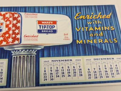 Printed In USA Art Deco Rice Krispies Cards 1942 Ward's Tip-Top Bread Advertising Calendar