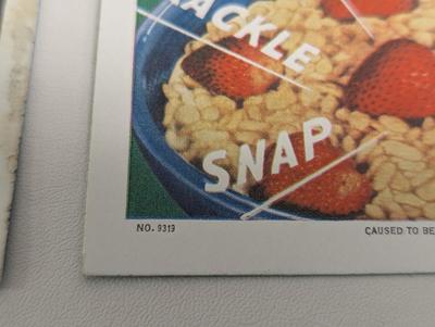 Printed In USA Art Deco Rice Krispies Cards 1942 Ward's Tip-Top Bread Advertising Calendar