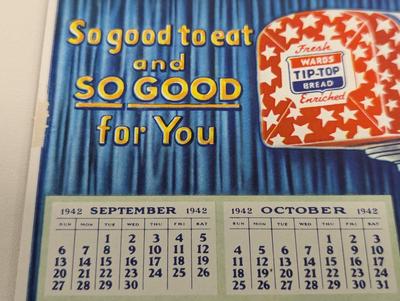 Printed In USA Art Deco Rice Krispies Cards 1942 Ward's Tip-Top Bread Advertising Calendar