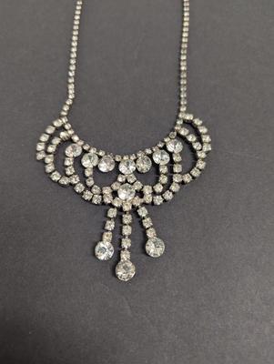 Vintage Clear Rhinestone Swag Necklace