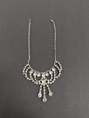 Vintage Clear Rhinestone Swag Necklace