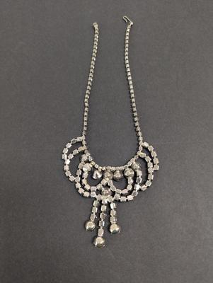 Vintage Clear Rhinestone Swag Necklace