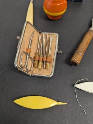 Antique Orange Top Candles Hair Curling Device Manicure Kit