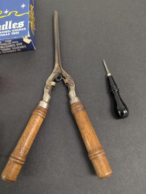 Antique Orange Top Candles Hair Curling Device Manicure Kit