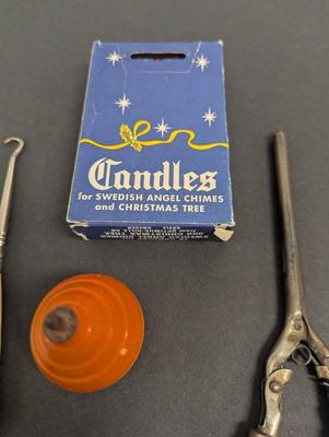Antique Orange Top Candles Hair Curling Device Manicure Kit