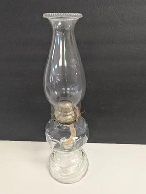 Vintage Oil Lamp Lamplight Farms Clear Glass With Shade & Wick