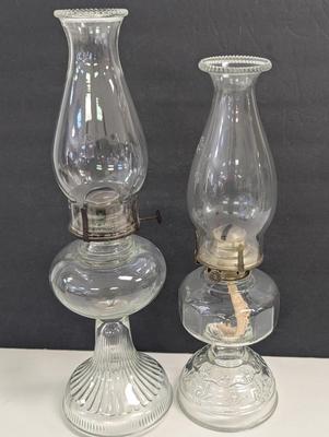 Vintage Oil Lamp Lamplight Farms Clear Glass With Shade & Wick