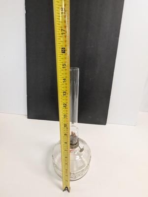 Vintage Oil Lamp Lamplight Farms Clear Glass With Thin Shade & Wick
