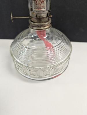 Vintage Oil Lamp Lamplight Farms Clear Glass With Thin Shade & Wick