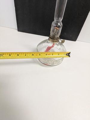 Vintage Oil Lamp Lamplight Farms Clear Glass With Thin Shade & Wick