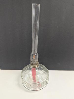 Vintage Oil Lamp Lamplight Farms Clear Glass With Thin Shade & Wick