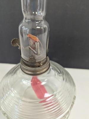Vintage Oil Lamp Lamplight Farms Clear Glass With Thin Shade & Wick