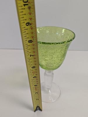 12 - Green Bubble Glass Texture Inside Hand Blown