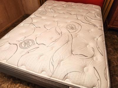 Lot #100 Double/Full Bed with Upholstered Headboard - Adore P1 Eclipse Mattress (like new)