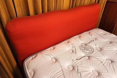 Lot #100 Double/Full Bed with Upholstered Headboard - Adore P1 Eclipse Mattress (like new)