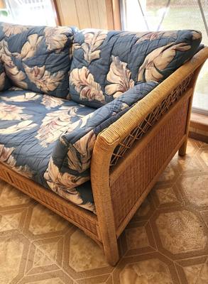 Lot #102 Vintage Rattan Loveseat - matches pieces in earlier lots