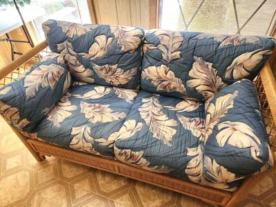 Lot #102 Vintage Rattan Loveseat - matches pieces in earlier lots